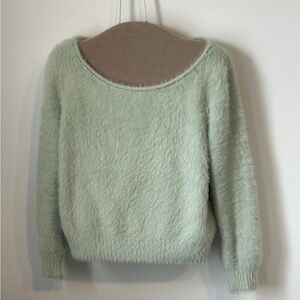 Victoria's Secret Mint Green Fuzzy Knit Scoop Neck Sweater Size Small Pastel